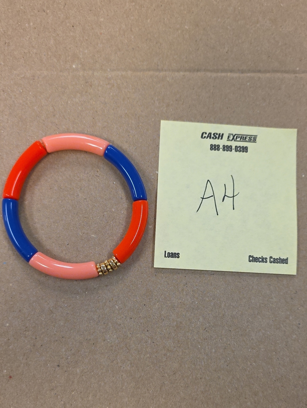 Colorblock Stretch Bracelet - Coral, Blue & Pink